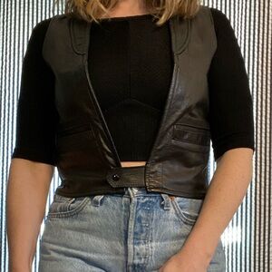 Black Leather Bikers Vest Women’s Size M